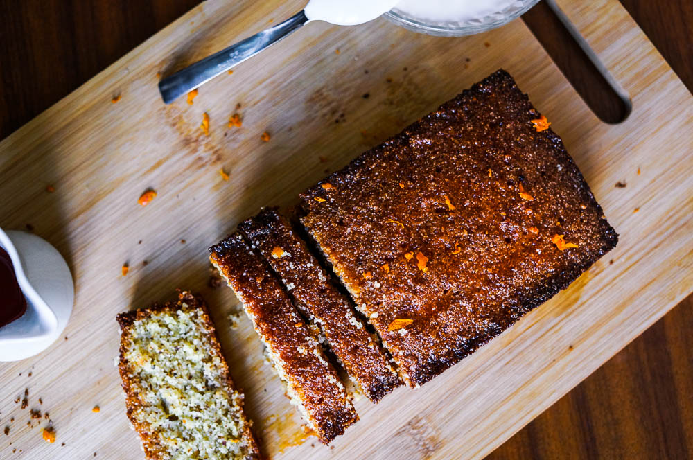 Orangen-Grieß-Kuchen von oben